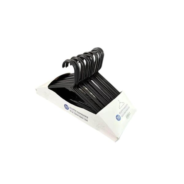 30 - Pieces Black Plastic Hanger Set 41.5 x 23 x 0.6cm.