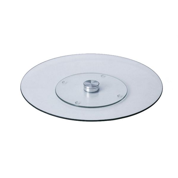 35cm Tempered Glass Lazy Suzan - Rotating Serving Tray - 4 Pack