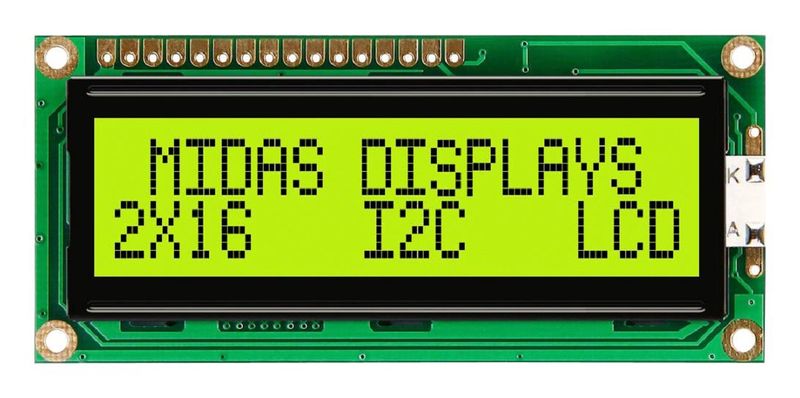 Midas (MC42005A6W-SPTLYI-V2) Alphanumeric LCD, Black on Yellow / Green