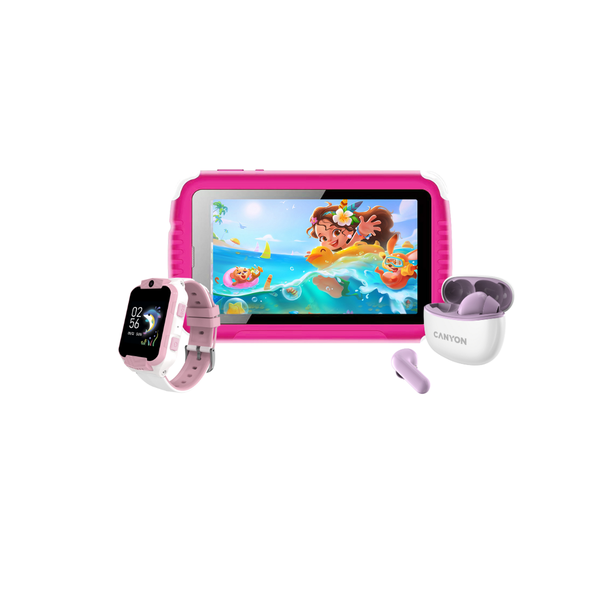 VGKE 7" 3G Pink Kiddies Tablet Canyon Kids Watch and True Wireless Earphone