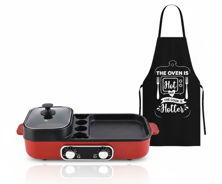 Hoffmans Combined Smart Hot Pot and Grill Fry | Grill/Stew/Shabu-Shabu/Boil