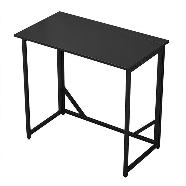 Black Folding Computer Desk for Small Spaces, Space-Saving - High quality