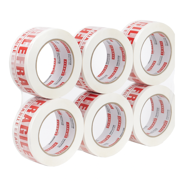Fragile Handle With Care Marking Tape, 6 Pack Self Adhesive Tapes 48MMx80M