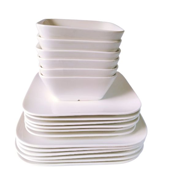 18 Pieces Curved Edge Square Ceramic Dinner Set