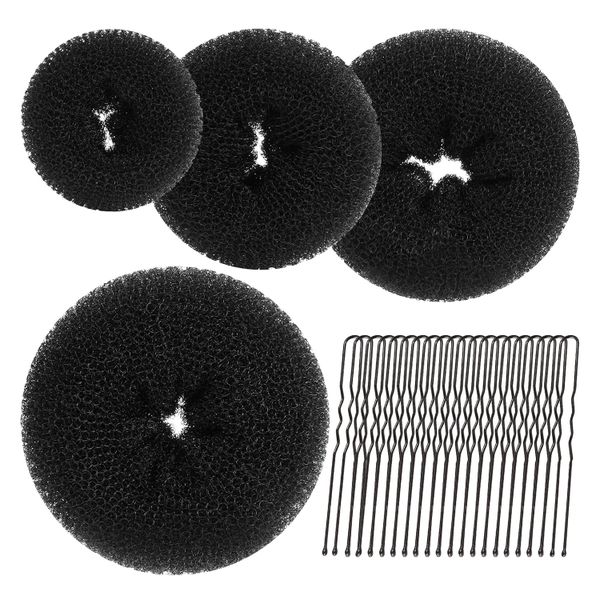 QYNIAL Hair Donut Bun Maker Kit - 4 Sizes with 20pcs Bobby Pins