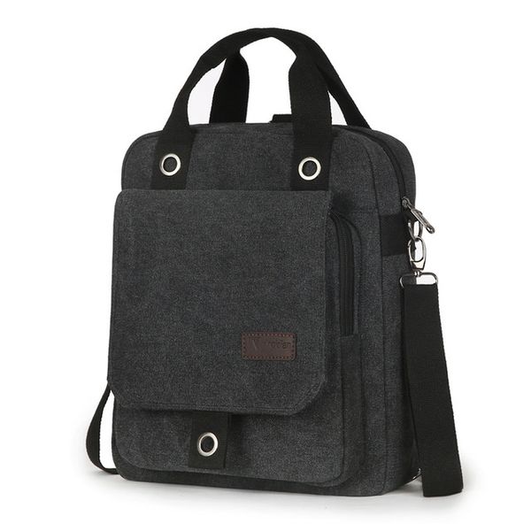 Canvas Material Pure Colour Message Bag-black