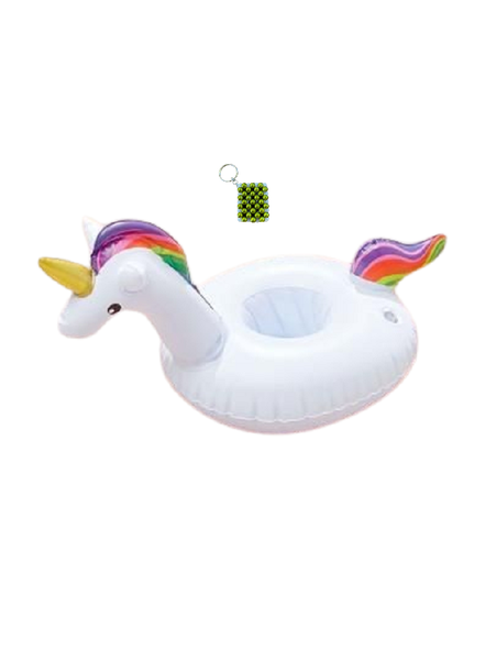 White Unicorn Swim Boat Inflatable - Giant Pool Float for Kids &amp; Key Holder