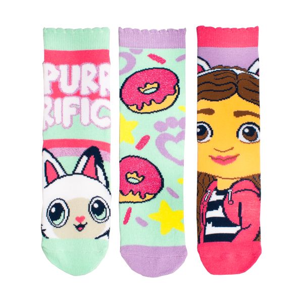 Gabby's Dollhouse By Dreamworks Official Licensed Anklet Socks - 3 Pack