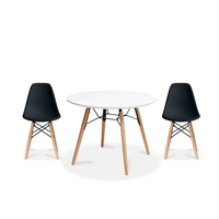 Round Table with 2 Chairs - Black