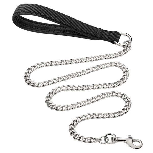 Heavy Duty Metal Dog Leash Chew Proof Soft Padded Handle