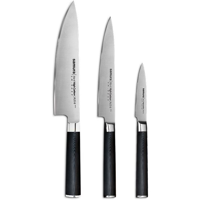 Samura Japanese Steel Mo-V Kitchen Knife Set of 3, High Carbon | Shop ...