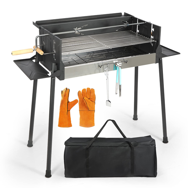 Foldable Braai Grill Portable - Stainless Grid w/ Windproof Braai Gear