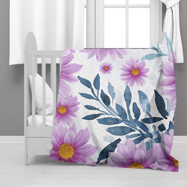 Purple Floral Minky Blanket