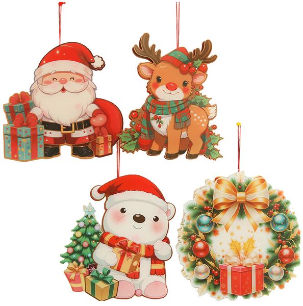 Christmas Door Hanging Ornaments, Luminous Mood Decorations - 4-Pack
