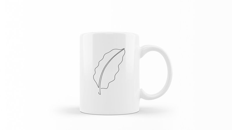 Designer Line Art Coffee Mug - Abstract Leaf 6