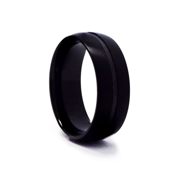 Xcalibur - Centre Line Domed Band Ring - Stainless Steel Black