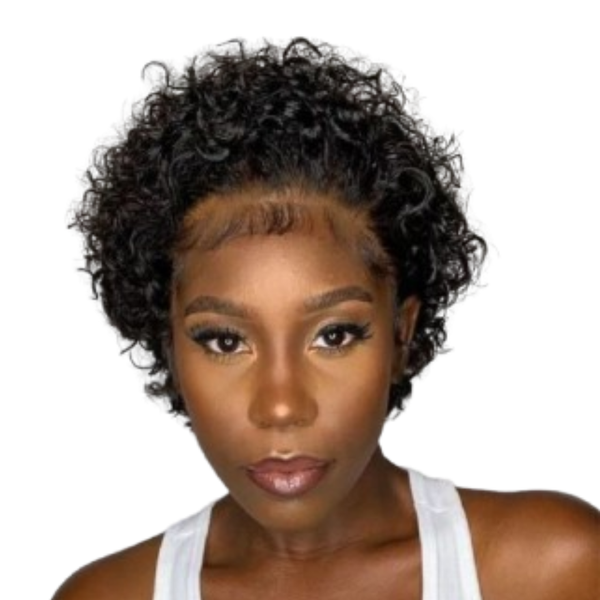 Brazilian Curly Wig, 13x1 Part Frontal Short Curly Wig.