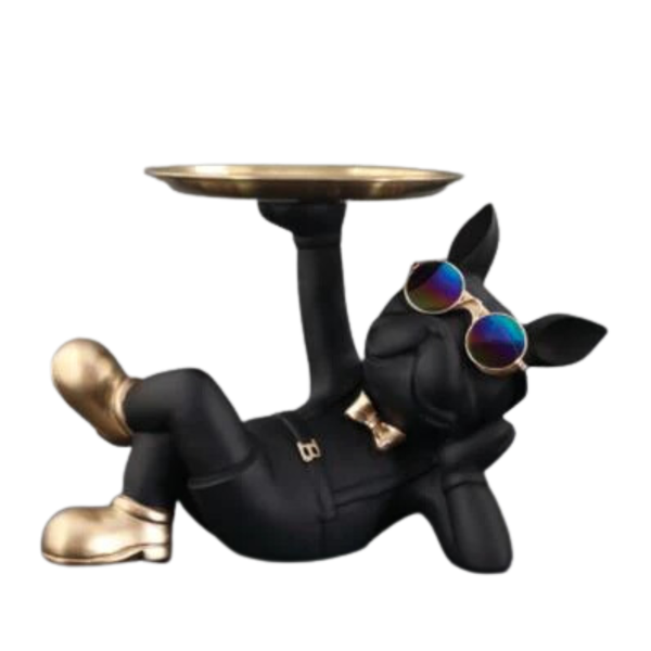 Bulldog Butler With Tray - Black
