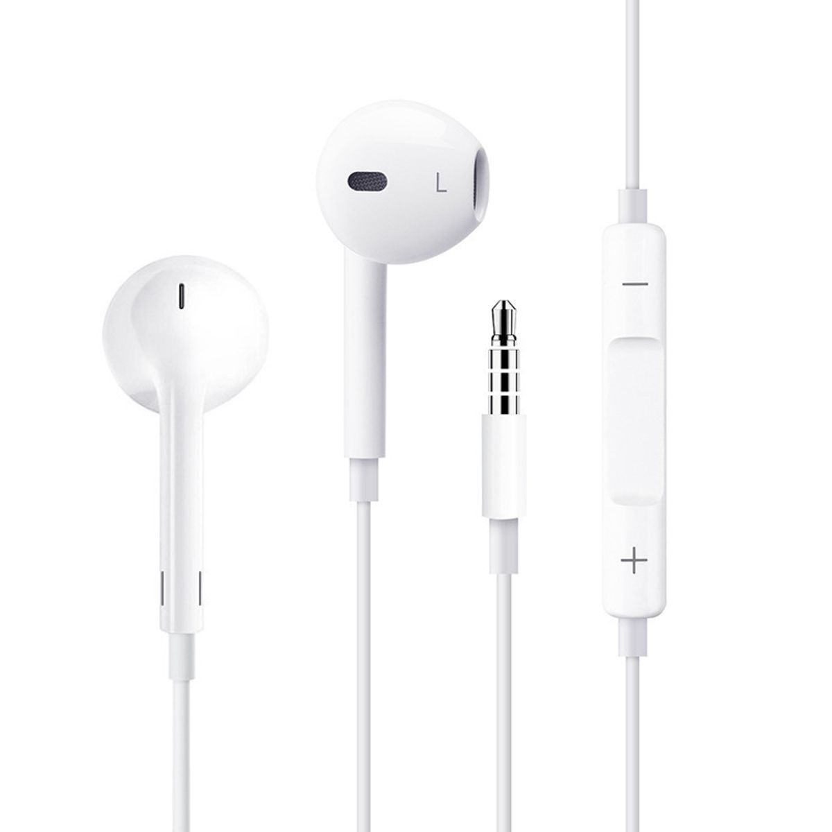 Wired InEar White Earphones With Microphone and Volume Control - WHITE ...