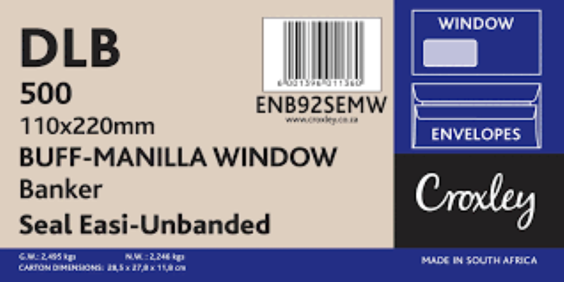Croxley DLB Brown Window Seal Easi Unbanded (Savetime) Envelopes (Box of 500)