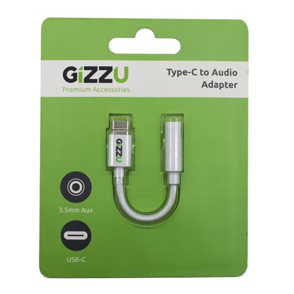 Gizzu Type-C to 3.5mm Aux Audio Adapter - White