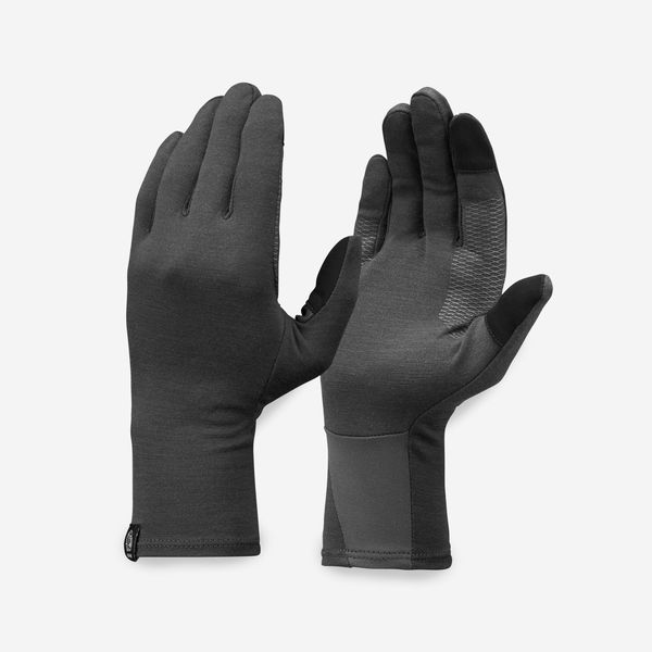Simond Adult Mountain Trekking Merino Wool Liner Gloves - Mt500 Grey