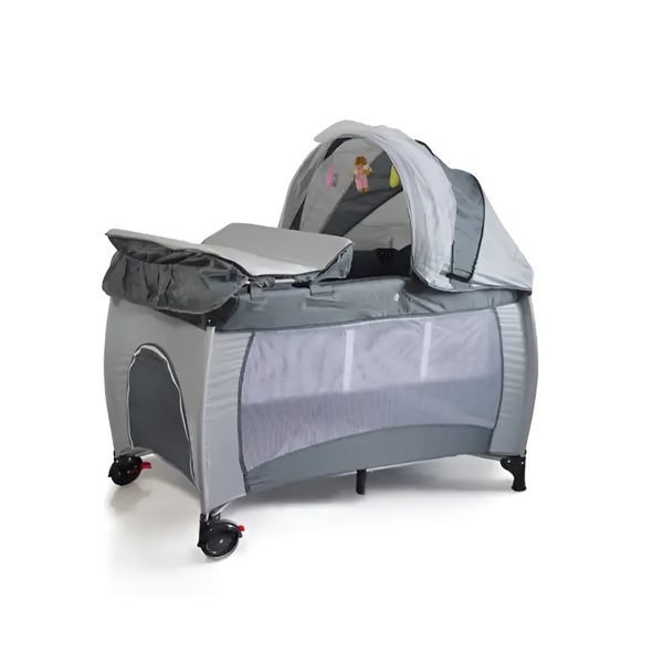 Portable foldable Child Baby Travel Cot Bed - Grey.