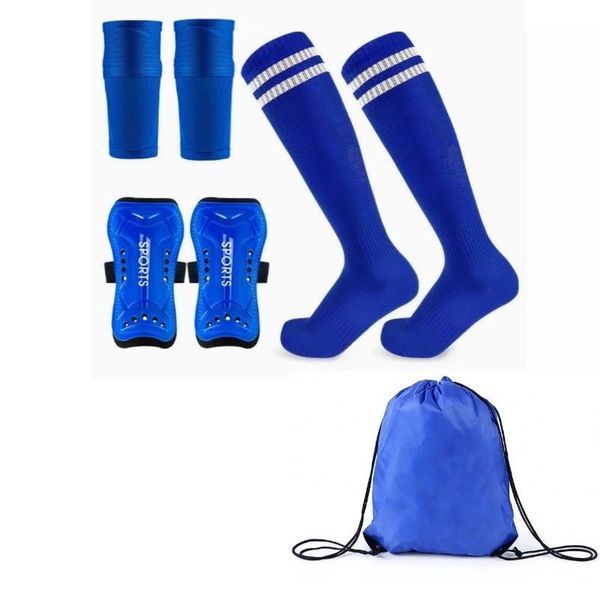 Kids Sport Soccer Sock Covers,Shin Guards,Socks,and Storage Bag,Blue