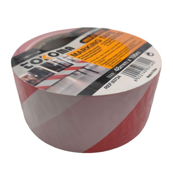 Tokoma Red &amp; White Marking Tape 48mm x 100m