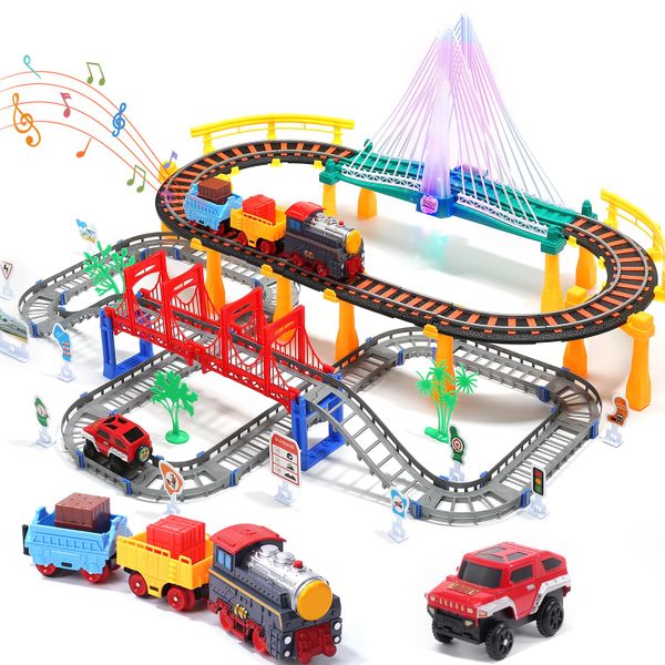 Electric Toddler Train Set Toy with Train Tracks Set