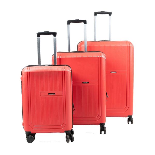 Bubule - 3-Piece Hard Outer Shell Luggage Set PPL13 - 50cm - 60cm - 70cm - Red