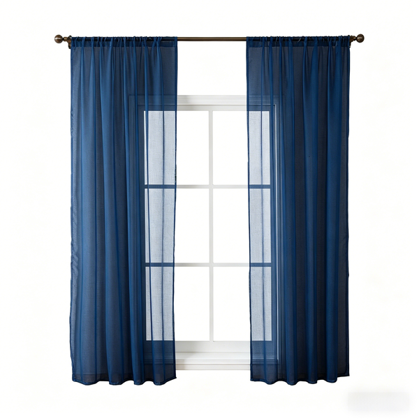 Solid Color Terylen Semi-Shading Window Sheer-Blue