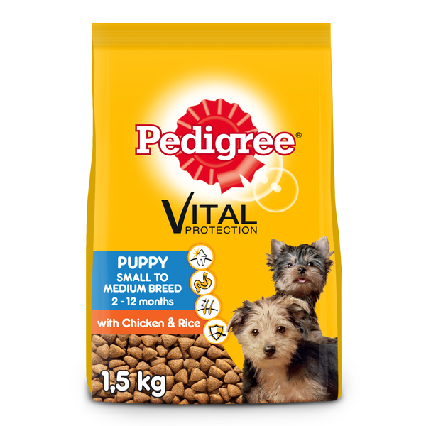 Pedigree Puppy Dog Dry Food for Small to Medium Breed with Chicken &amp; Rice 1.5kg