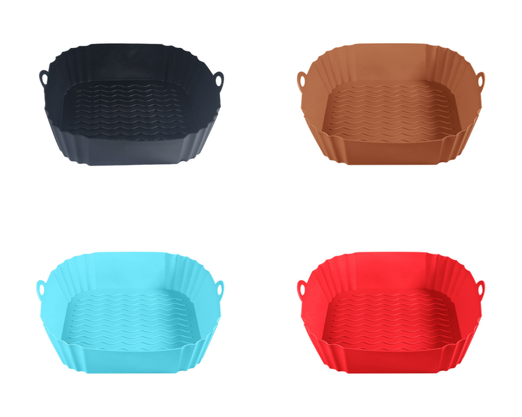 Square Silicone Air Fryer Liner 20cm - 4Pack-Resuable Air Fryer Liner