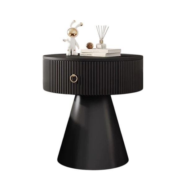 Elegant Round Nightstand with Drawer