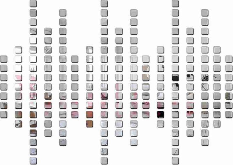 100PCS Square Crystal Mosaic Mirror Acrylic Stereo Wall Stickers - 2x2cm