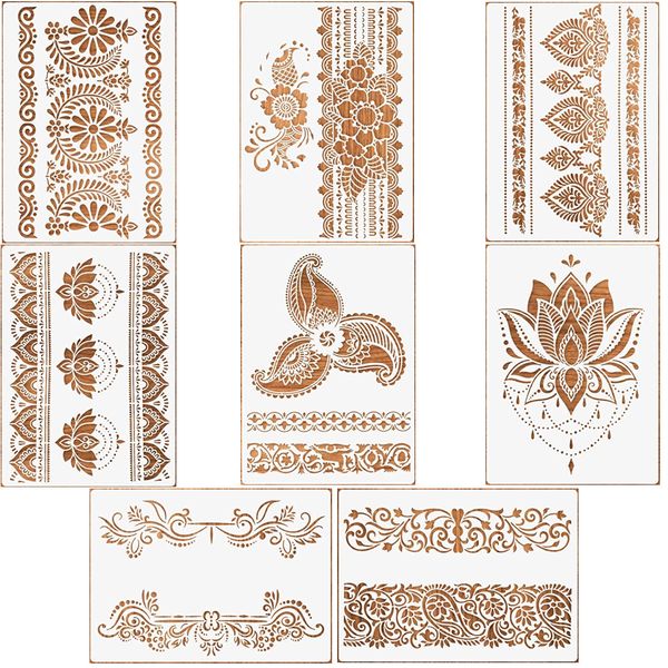 Craft Stationery Abstract Lace Patterned Stencils Set of 8(A4)