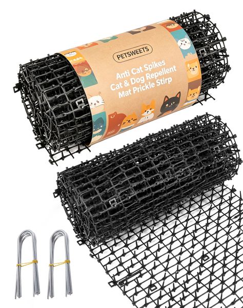 2 Pack 30x200CM Anti Cat Spikes with 24 Pieces U-shaped Pegs