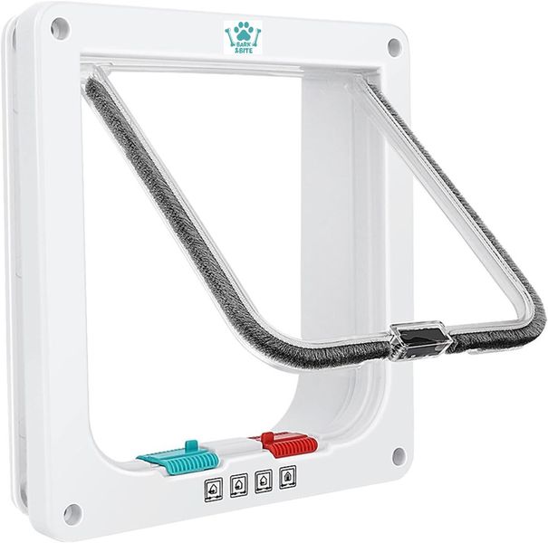 Bark&amp;Bite Pet door, 4 Way Locking Flap Door for Interior Exterior Doors