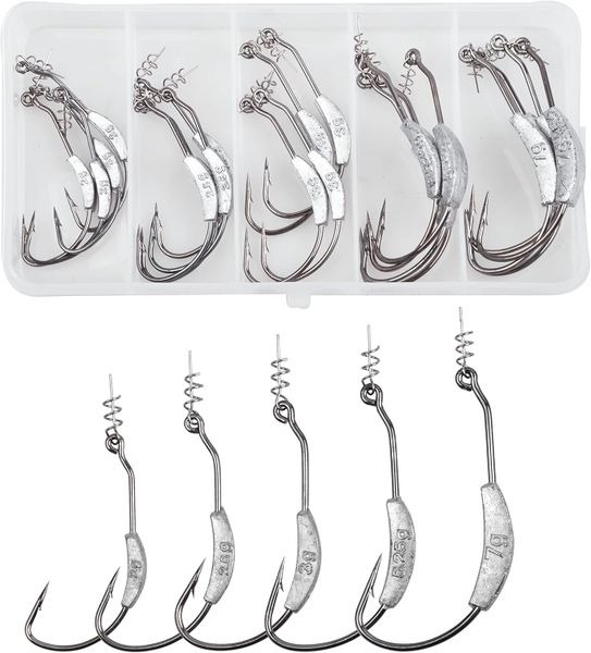 Swimbait Hooks Weighted Hooks with Springs Assorted Sizes 25 Pieces