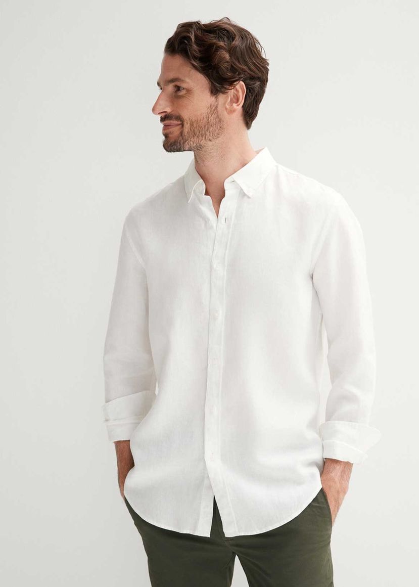 Polo - Men's Linen Long Sleeve White Shirt | Shop Today. Get it ...