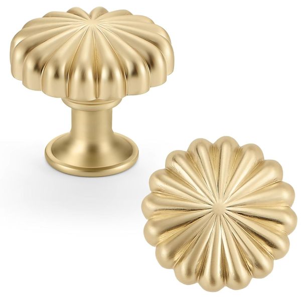 GoldenBloom Drawer Pulls Round Cabinet Kitchen Handles Dresser Knobs Gold