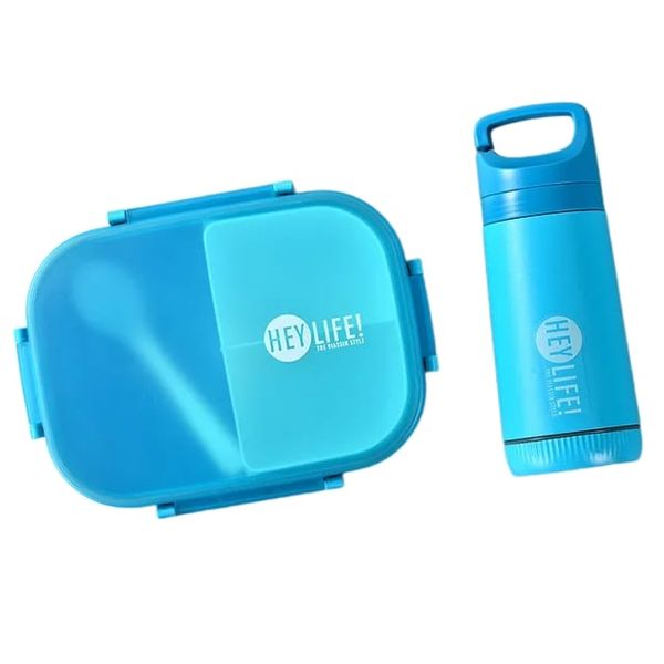 Colorful Leakproof 3 Grid Compartment Lunch Box and Water Bottle Set