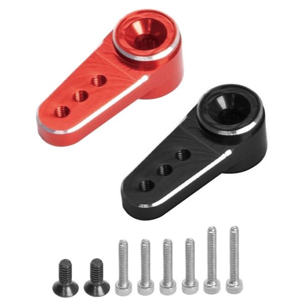 2Pcs Metal 15T Servo Arm Horn Fit ES08MA II,Red + Black