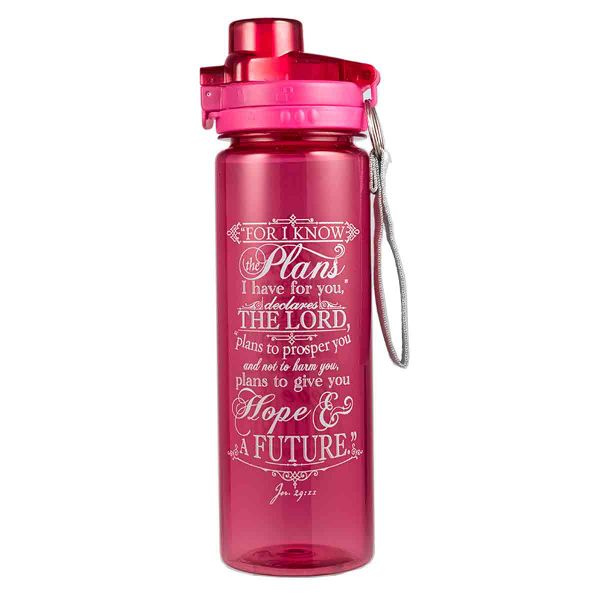 Jeremiah 29:11 For I Know The Plans I Have For You Pink (Plastic Water Bottle)