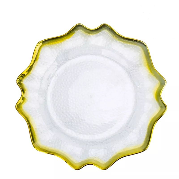 Set of 10 Gold Rim Glass Underplate