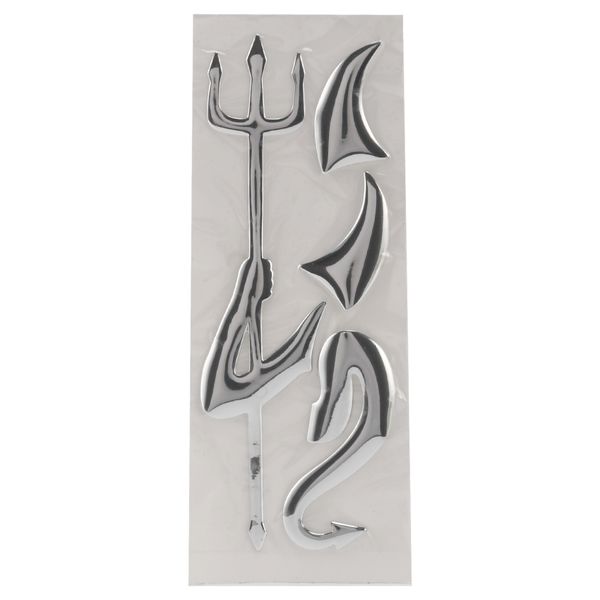 3D Chrome Silver Bumper Stickers Devil Emblem