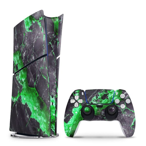 Decal Skin Compatible with PS5 Slim Digital - Carbon Rock Glow Yellow (Decal Only)