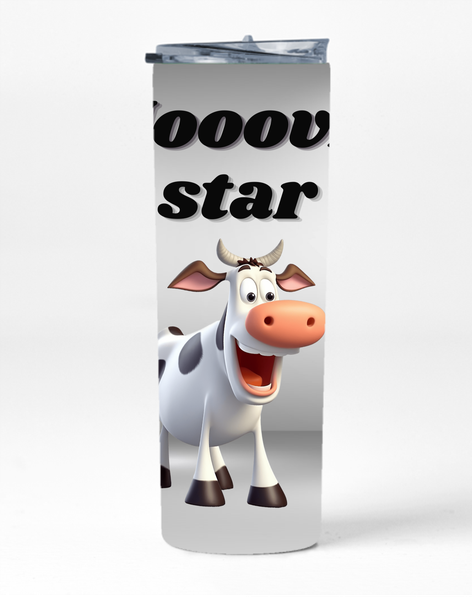 Moovie Star 20 Oz Skinny Tumbler Straw Cow Trendy Graphic Present 018