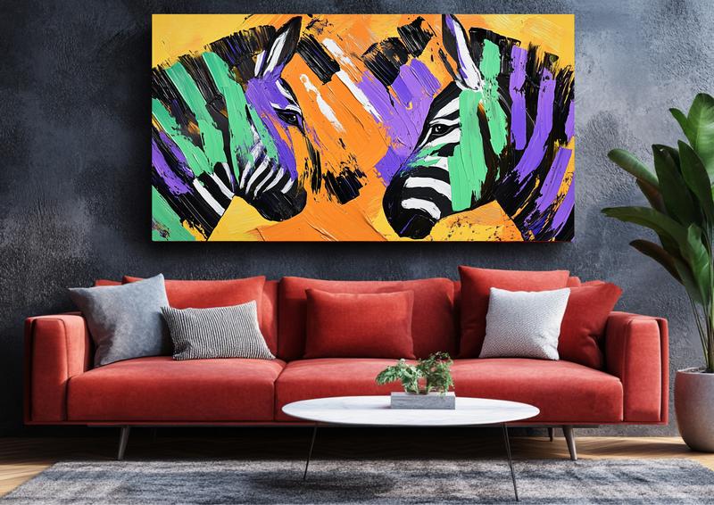 Canvas Wall Art - Bold Brushstroke Zebras - BX0296